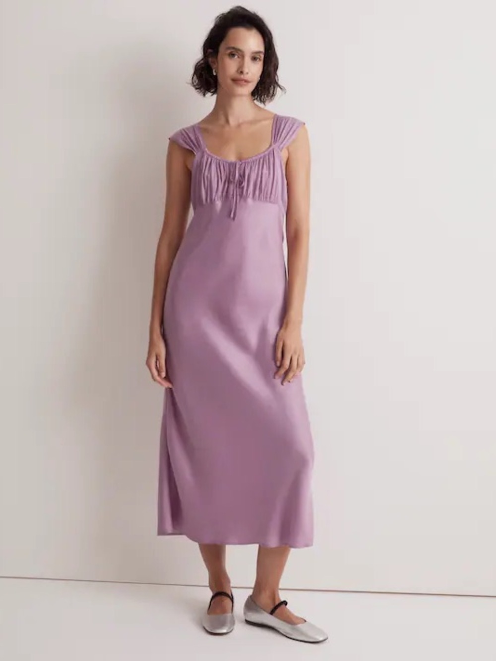 Madewell square neck midi dress lilac purple size 6